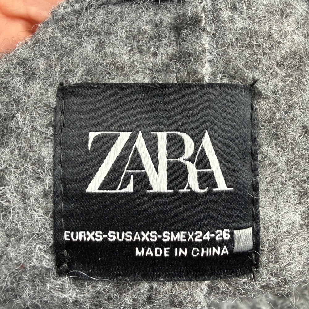 Zara Grey Textured Boucle Bomber Jacket Oversized Snap Front XS Minimalist - Picture 5 of 7
